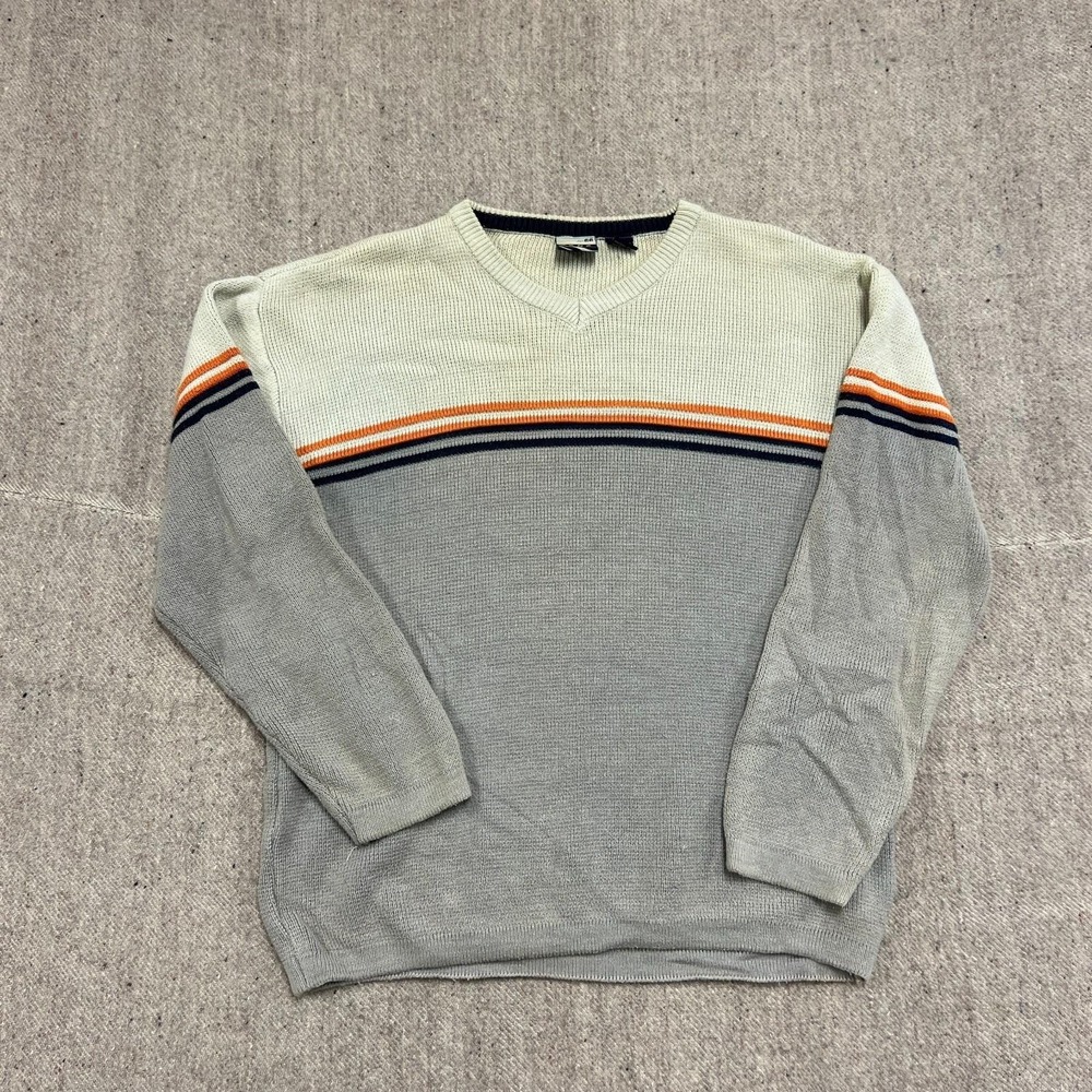 Vintage Vans Sweater Mens Medium Gray 2000s Y2K Striped